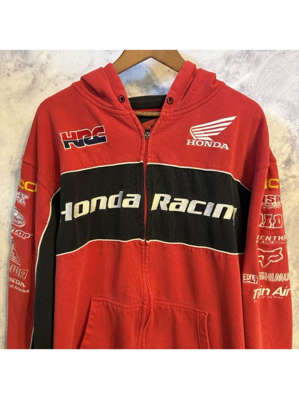 Vintage Honda Racing Hoodie Sweatshirt Full Zip HRC Motocross Size XL